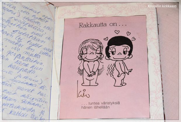 Ote päiväkirjastani 10.5.1986. Muisto silloin niin pinnalla olleet Rakkautta on... kuvasta. Muistatko?